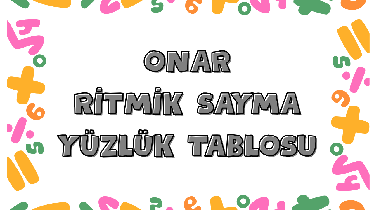onar ileri ritmik sayma yüzlük tablo önizlemesi