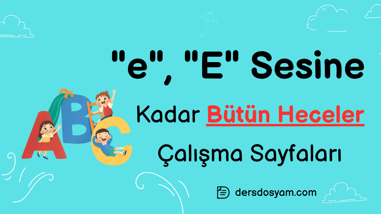 e sesine kadar bütün heceler çalışma kağıdı önizlemesi